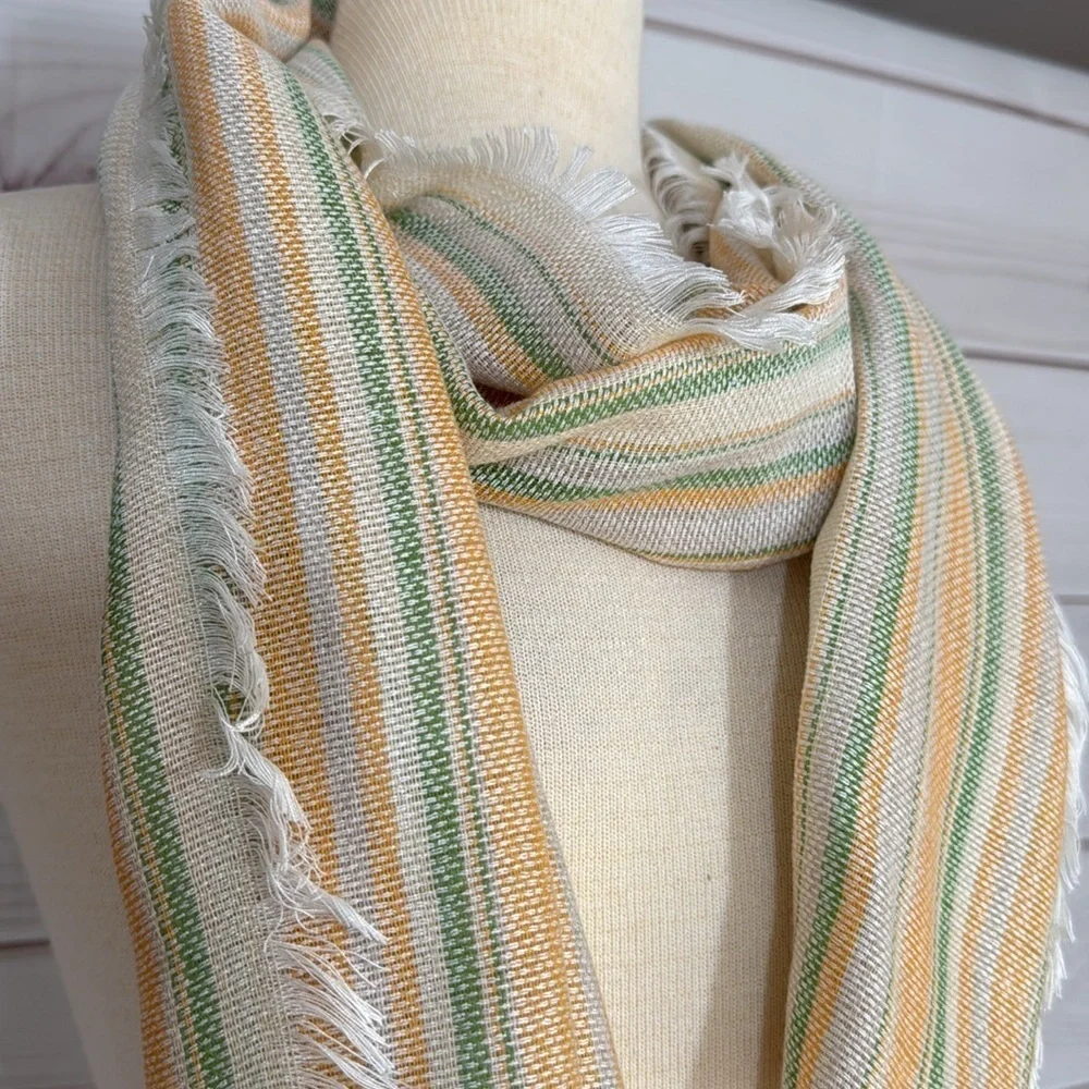 NWT J. Jill Vanilla Mint Sriped Scarf Made in Italy